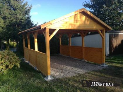 GARAGENVORDACH HOLZÜBERDACHUNG FÜR AUTO KLEBEDACH MIT IMPRÄGNIERUNG HOLZ 3 5x5m