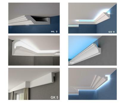 Leisten Lichtprofile Gesims Stuckprofile Beleuchtung LED Polystyrol Gardinenstan