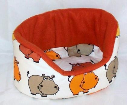 Kuschelbettchen mit 1 Kissen bunte Nilpferde f. Meerschweinchen Kleintiere