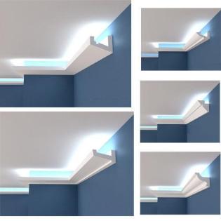 Lichtprofile GS Leisten Gesims Polystyrol Beleuchtung LED Stuckleiste Weiss