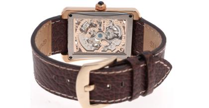 Moderne Skelettuhr für Herren braunes Lederarmband