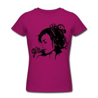T-Shirt neu Kurzarm dunkles pink mit Motiv.