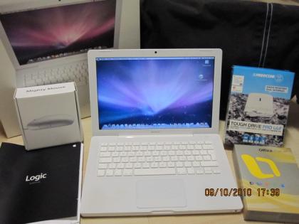Apple MacBook 13 white 4 GB Musiksoftware Logic Studio 8 u. viel Zubehör