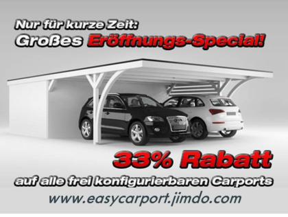 Carports zum unglaublichen Onlinepreis inkl. 33 Rabatt