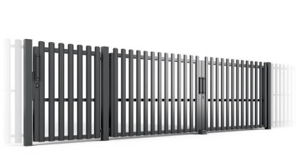 2-Flügelig Einfahrtstor mit Gartentor 4300 x 1500 mm Zaunanlage Toranlage Ho