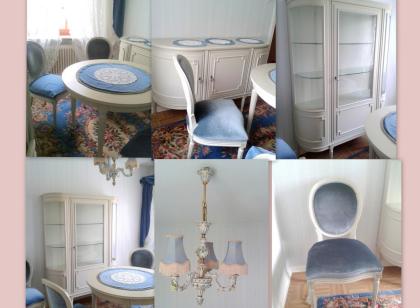 Original Schleiflack Chippendale Möbel Eszimmer. Shappy Chic.