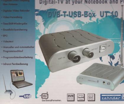 DVB-T-USB-Box UT10 Digitales Fernsehen am Notebook PC Zehnder -1PACK