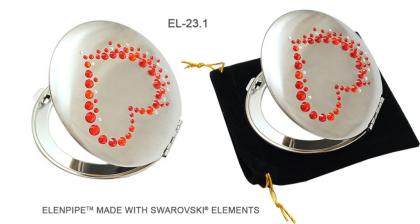 Taschenspiegel aus Metall Serie EL-23 ELENPIPE MADE WITH SWAROVSKI ELEMENTS