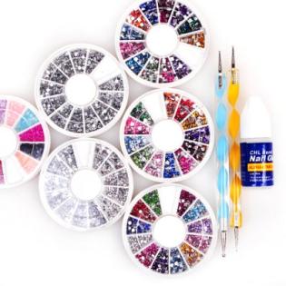 6 Rad Strass Steine Crystal Leim Platzierstift Nail Art Set