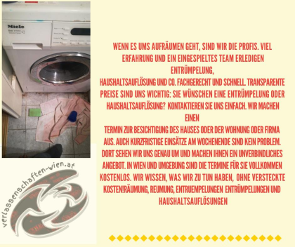 Entrümpelungen Räumungen Wien-Niederösterreich. Wohnungsräumungen Hausräumunge