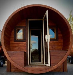 3 Meter Fasssauna Holzofen / Veranda