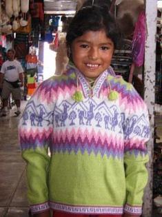 Warmer farbenfroher Kinder Pullover aus Alpakawolle
