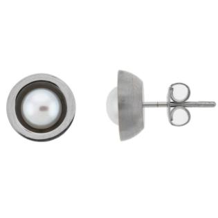 Ernstes Design Kreis - Ohrstecker Edelstahl mit SW Perle