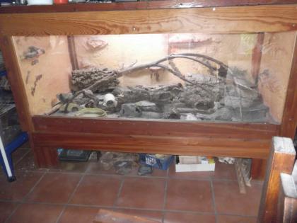 Verkaufe massives Holzterrarium mit Glasscheiben und umfagreiches Zubehör