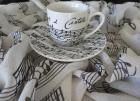 Geschenkartikel Kaffeetasse Kaffee-Kantate Tuch mit Notendesign Euro 40 -