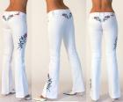 Crazy Age Stretch Jeans Gr. 34 - Farbe Weiss mit Blumenstickerei- Euro 29 95