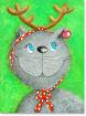 Katze Lina die kleine graue Katze - Weihnachtskatze - Kunstgeschenk zu Weihna