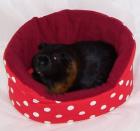Kuschelbettchen mit 1 Kissen rot mit weissen Punkten f. Meerschweinchen Nager
