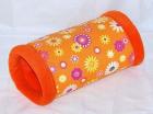 Kuschelrolle orange mit bunten Blumen für Meerschweinchen Kleintiere