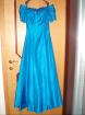 Ballkleid royalblau Gr. 36 Carmenausschnitt mit Rosen