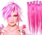 17 EUR 5 CLip In Strähnen Haarverlängerung PINK LILA GRÜN BLAU ROT