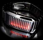 LED Armbanduhr NEU dunkelsilber mit roter LED Balken in Metallbox nur 20Euro
