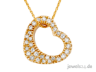 Diamantschmuck Collier Halskette mit Herz Anhänger Diamanten Gelbgold günsti