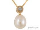 Perlenschmuck Collier mit Anhänger Perle Diamant Gold günstig im Schmuck onli