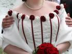 Hochzeitskleid Brautkleid 3 tlg bordeaux / weiß Perlenstickerei