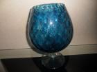 Grosser Pokal Glas blau mit Fuss