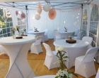 Partyzelt Pavillon Zelte Tische Stühle Hussen mieten für Hochzeit Komplett Ang