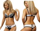 Damen Set Damenunterwäsche MAGIQUE aus Spitze Push-up-BH String weiß-schwarz
