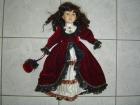 Dekopuppe ca. 46cm Samtkleid Tasche Puppe Porzellanpuppe