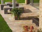 Travertin Terrassenplatten Noce Römischer Verband Terrassensteine Gartenplatten