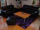 Ledersofa 2 und 3 Sitzer Hocker