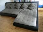 Sofa Exit Wohnlandschaft in schoko weißem Webstoff